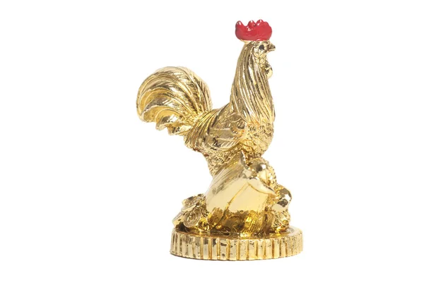 Goldene Hahnenfigur als Symbol für das neue Jahr — Stockfoto