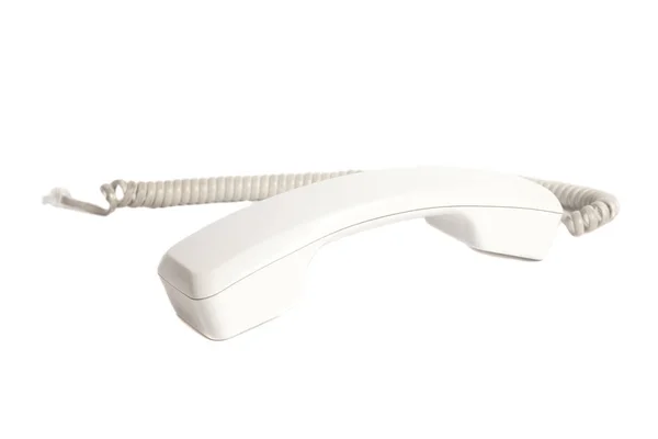 Телефонний приймач і шнур ізольовані на білому тлі . — стокове фото