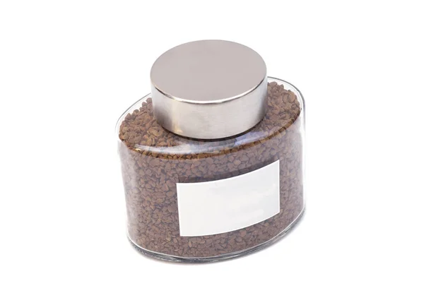 Jar instant coffee isolated on white background — Stock Photo, Image