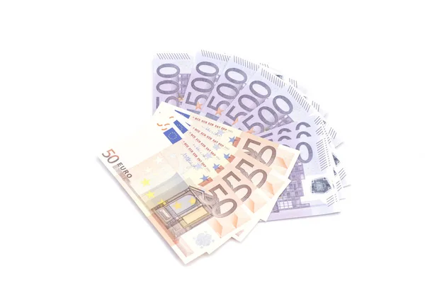 用白色隔离开的欧元现钞 — 图库照片