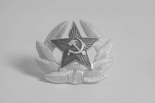 Sovjet (ussr) star och laurel krans på grå — Stockfoto
