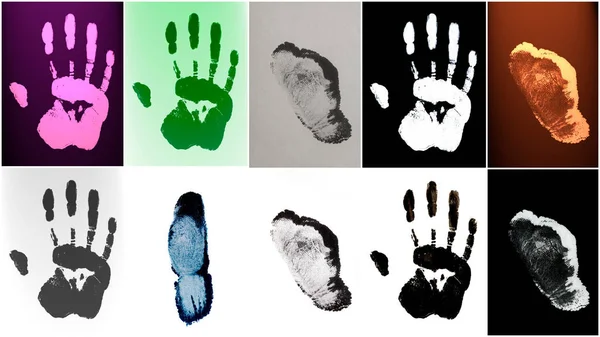 Dedos humanos fim mãos impressões identificação biometria tinta — Fotografia de Stock