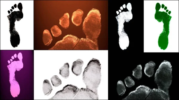 Ανθρώπινο πόδι εκτύπωση μελανιού βιομετρική ταυτοποίηση — Φωτογραφία Αρχείου