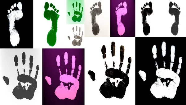 Pé humano impressão mão identificação biometria tinta — Fotografia de Stock