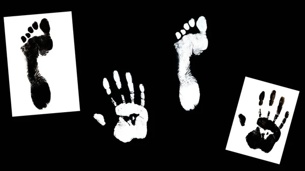 Ανθρώπινο πόδι άκρο χέρι εκτυπώσεις αναγνώρισης βιομετρικών στοιχείων μελανιού — Φωτογραφία Αρχείου