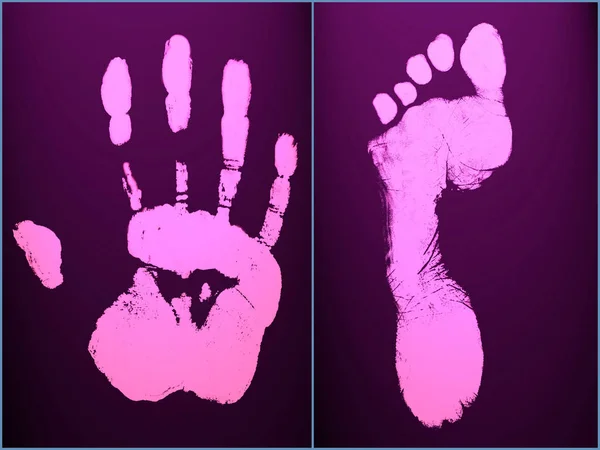 Human foot end hand prints identification biometrics ink — Stock Photo, Image