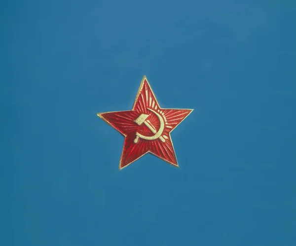 파란색 배경에 소련 (ussr) 스타 — 스톡 사진