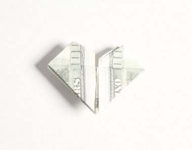 Yüz Doları bize faturaları şekil origami kalp