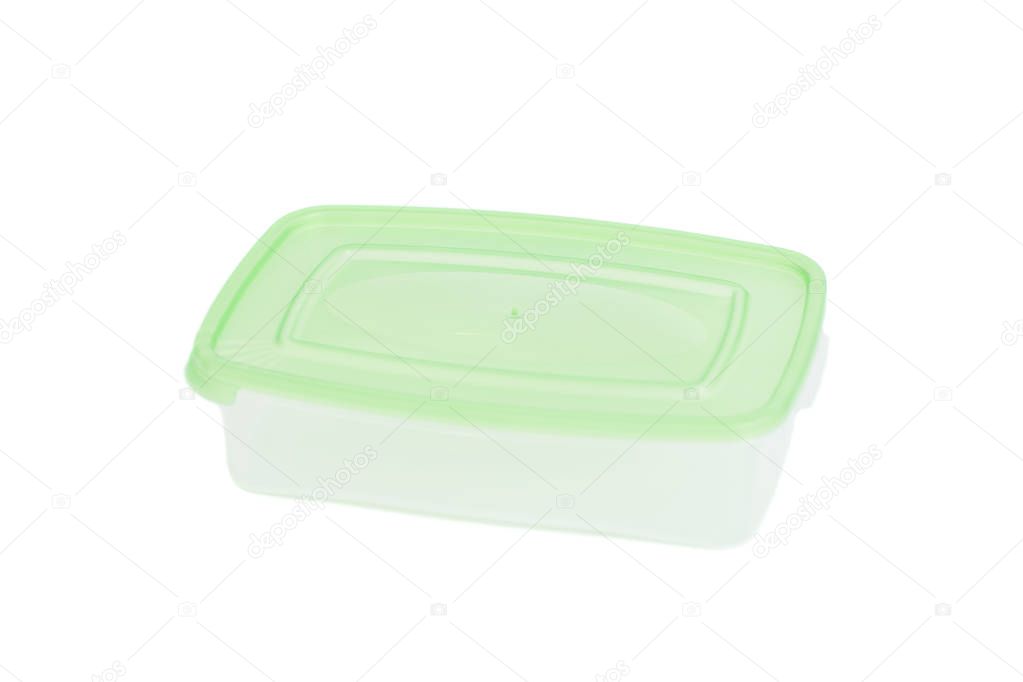 Plastic container for food isolated on white 