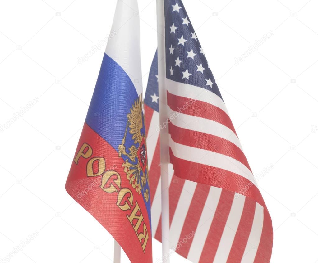 Russia and USA national flags