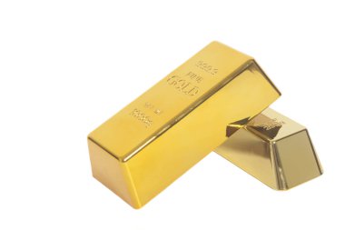 Beyaz arka plan üzerinde izole külçe altın