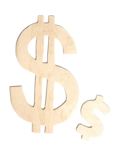 Big end small dollar sign of wood — Stock Photo, Image