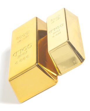 beyaz zemin üzerine Altın külçe