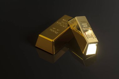 Siyah arka plan üzerine izole külçe altın