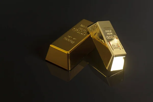 Bullion ouro isolado no fundo preto — Fotografia de Stock