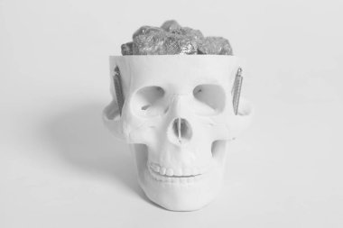 Whit kafasına kafatası içinde gümüş nuggets