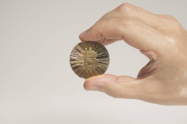 Beyaz elini tutarak sanal sikkeleri bitcoins 