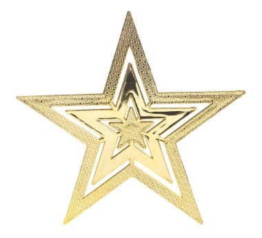 Beyaz arka plan üzerinde izole dekorasyon için parlak altın yıldız