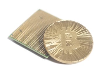 Merkezi işlem birimi Cpu mikroçip ile altın Bitcoin 