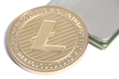 Merkezi işlem birimi Cpu mikroçip ile altın Litecoin