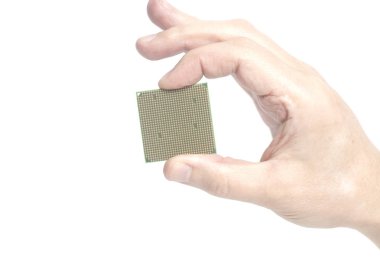 Merkezi işlem birimi Cpu mikroçip erkek el holding 