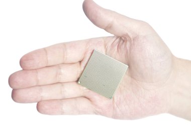 Merkezi işlem birimi Cpu mikroçip erkek el holding 