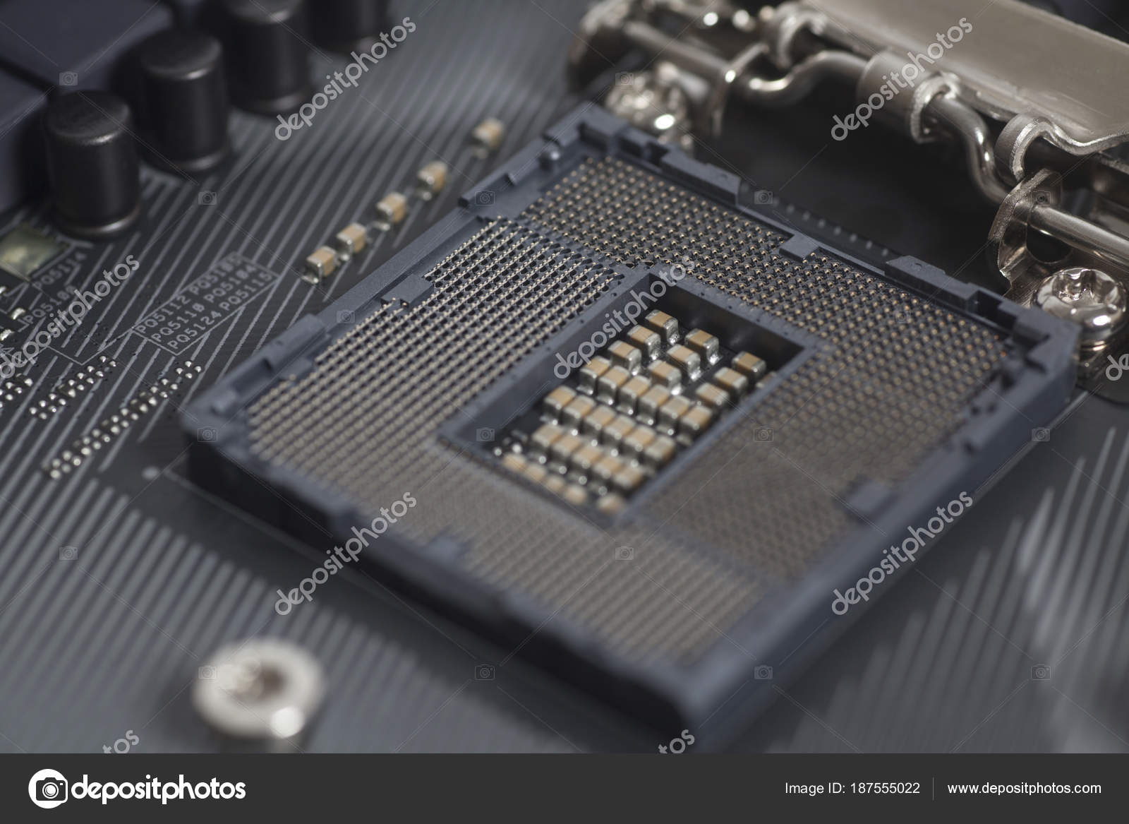Intel LGA 1151 prise cpu sur carte mère PC image libre de droit