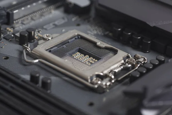 Enchufe Intel LGA 1151 cpu en la placa base Ordenador PC — Foto de Stock