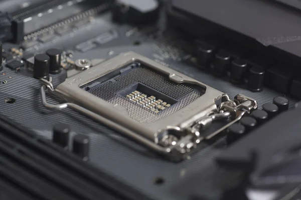 Soquete Intel LGA 1151 cpu na placa-mãe Computador PC — Fotografia de Stock