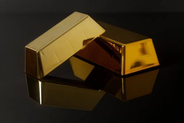 Külçe altının Bar siyah arka plan üzerine