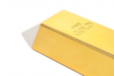 Beyaz zemin üzerine Altın külçe Bar