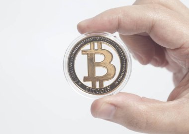 Altın Bitcoin Kripto ele sahip para birimi 