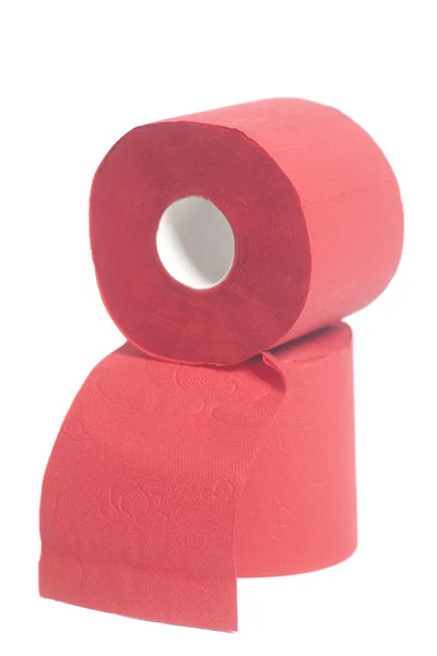 Papier toilette rouge isolé sur fond blanc — Photo