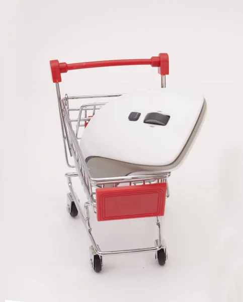 Computer mouse in shopping cart. — Stock fotografie