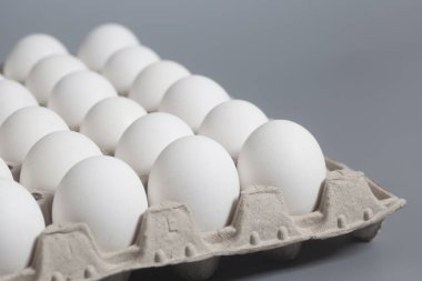 Karton yumurta kutusu beyaz tavuk yumurtası ile 