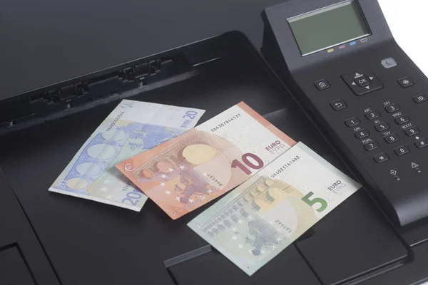 Printer printing euro banknote