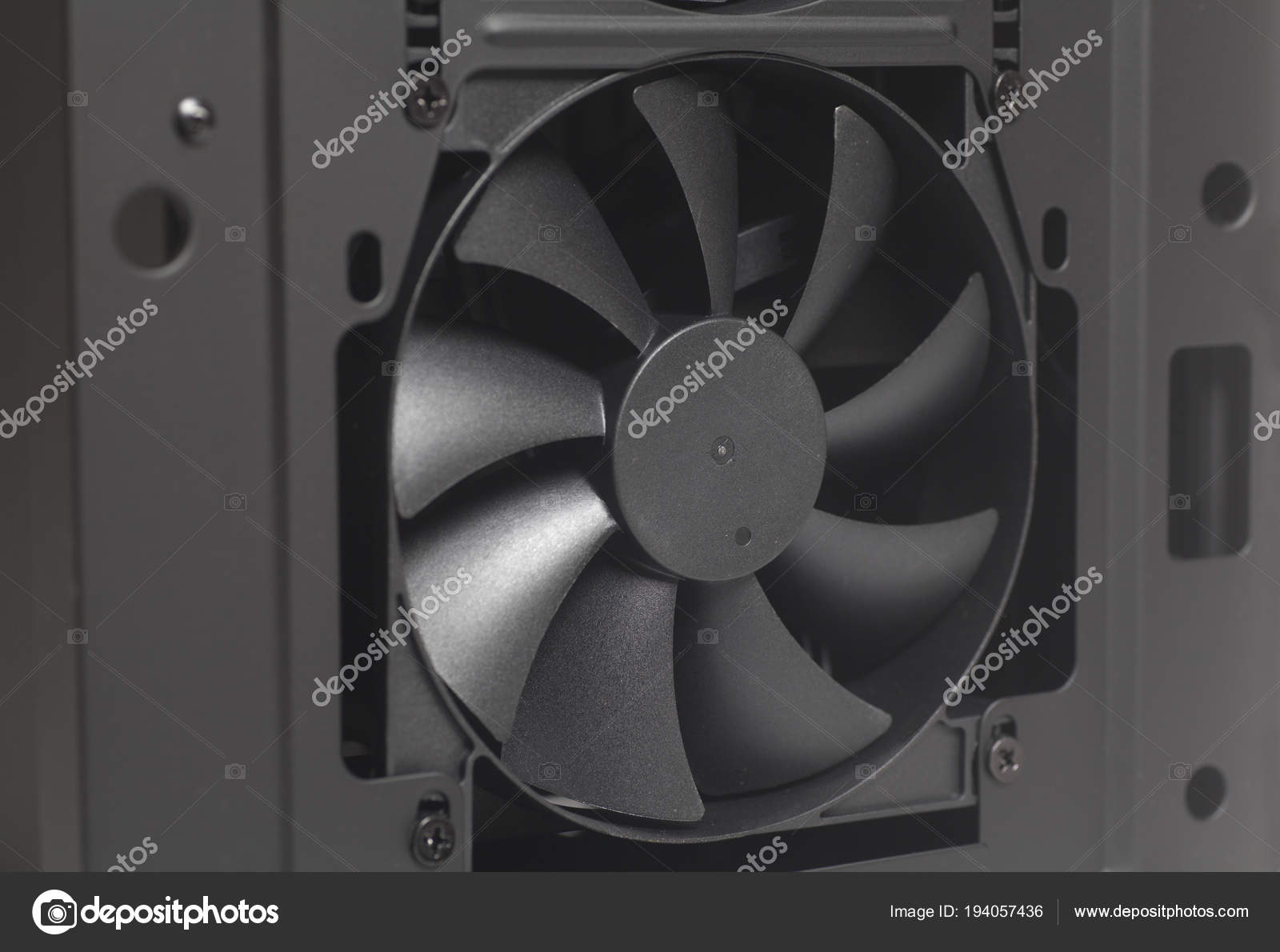 Cooler Fan Desktop Computer Case Close Stock Photo