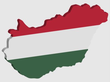 3D Hungary Map Flag Vector illustration eps 10