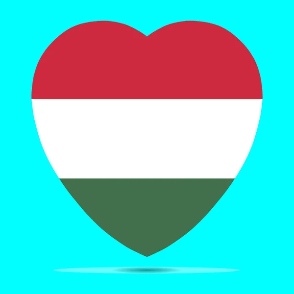 Hungary Flag In Heart Shape Vector illustration eps 10 — стоковий вектор