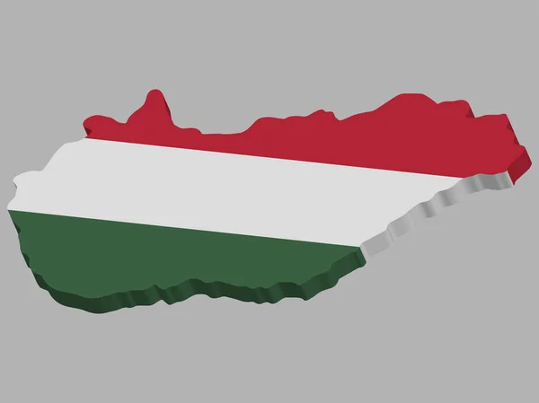 3D Hungary Map Flag Vector illustration eps 10 — Stock Vector