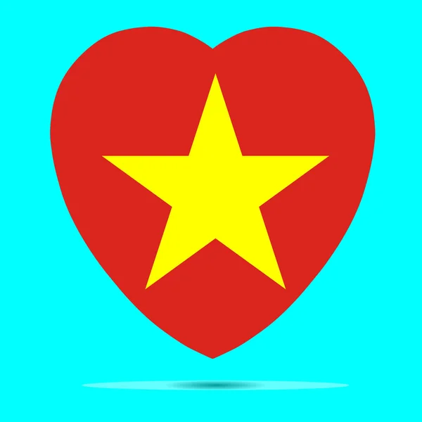 Vietnam Flagge in Herzform Vektor — Stockvektor