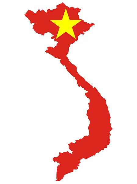 베트남의 국기 지도는 공식적으로 베트남 사회주의 공화국이다. 벡터 일러스트 — 스톡 벡터