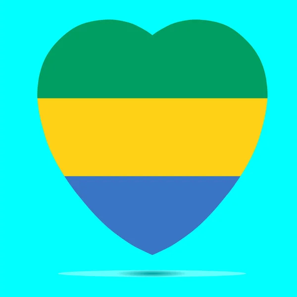 Gabon Drapeau En Forme De Coeur Illustration vectorielle eps 10 — Image vectorielle