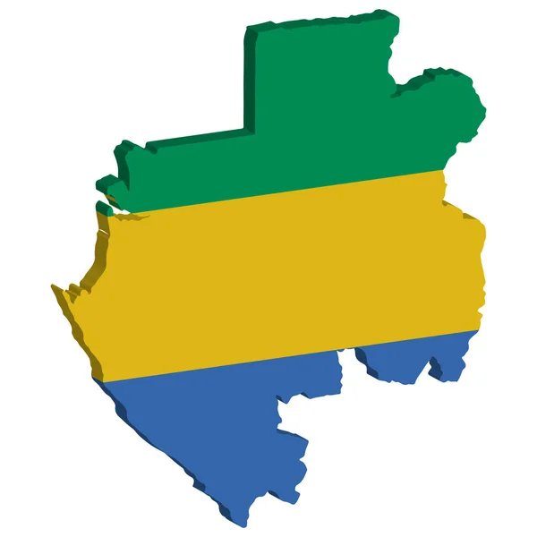 3D Gabon Karta Flagga Vektor illustration eps 10 — Stock vektor