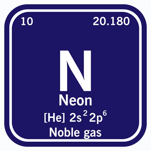 Neon Periodensystem der Elemente Vektorabbildung Folge 10 — Stockvektor