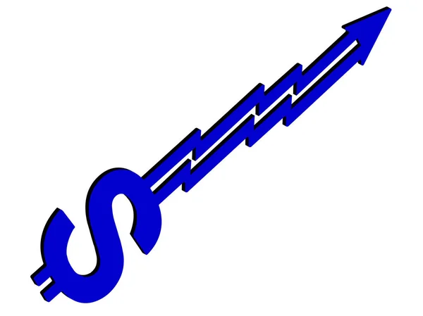 Creciente flecha dólar sign.Finance concepto. Ilustración vectorial eps 10 — Vector de stock