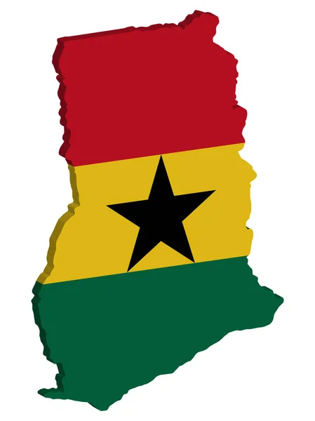 3D Ghana Karta Flagga Vektor illustration eps 10 — Stock vektor