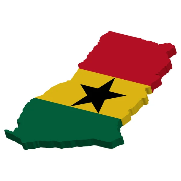 3D Ghana Karta Flagga Vektor illustration eps 10 — Stock vektor