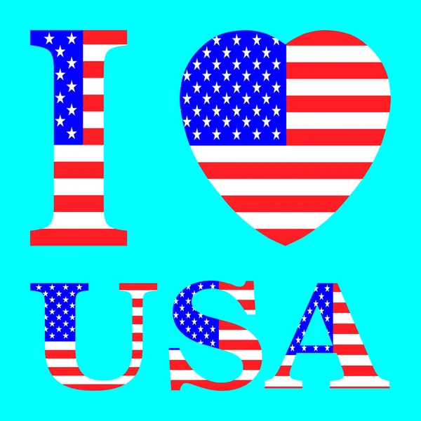 Αγαπώ ΗΠΑ με σχήμα καρδιάς σημαία Διανυσματική απεικόνιση eps 10 — Διανυσματικό Αρχείο