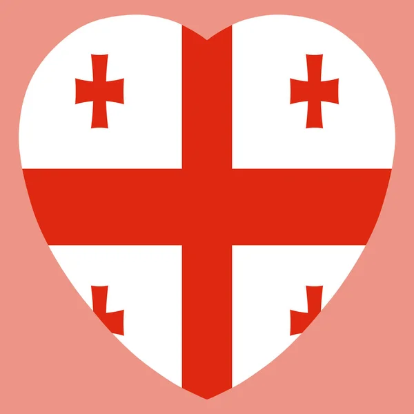 Georgien flagga i hjärtat form vektor — Stock vektor